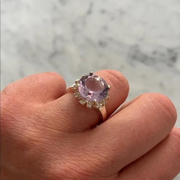Sterling Silver Vintage Purple Gemstone Ring - Picture 3 of 6